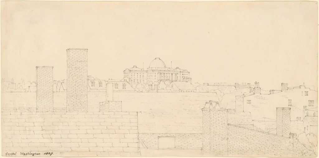 Capitol, Washington, by George Strickland, graphite, 1837