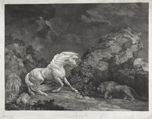 A Horse Frightened by a Lion, by George Stubbs