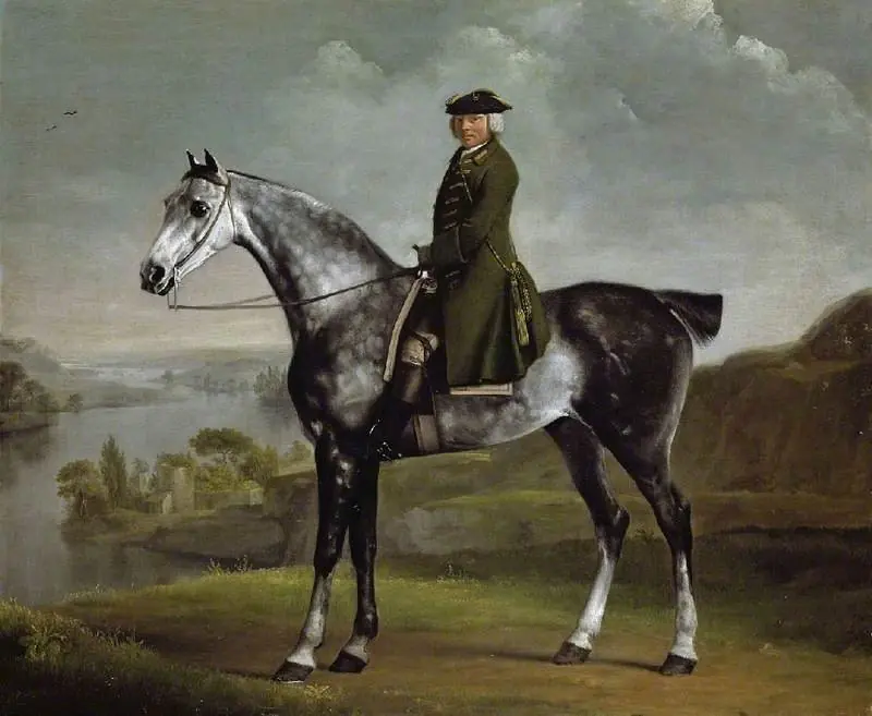 Joseph Smyth Esq, Lieutenant of Whittlebury Forest, Northamptonshire, on a dapple grey horse, by George Stubbs