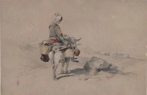 Peasant woman riding an ox, by George Stubbs