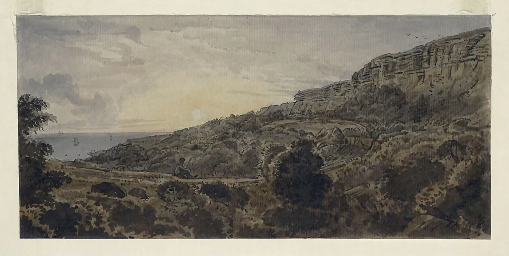Landscape, by George the younger Barret, watercolor, 1750