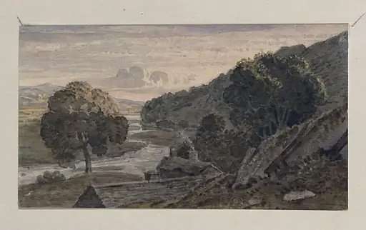 Landscape, with a wiinding river - evening, by George the younger Barret