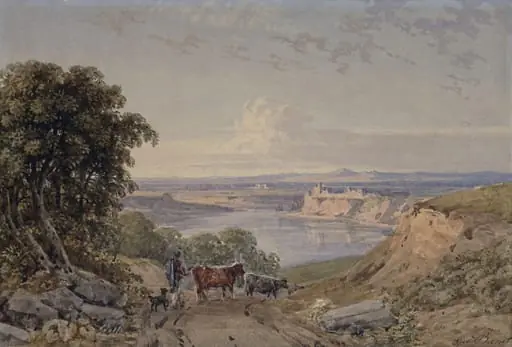 Landscape with cattle, by George the younger Barret