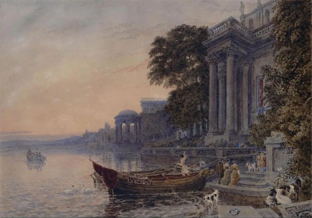 The Landing Stage, by George the younger Barret, watercolor, 1790