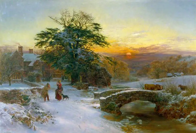 Winter Scene with Cattle and Figures, by George Vicat Cole, 1865