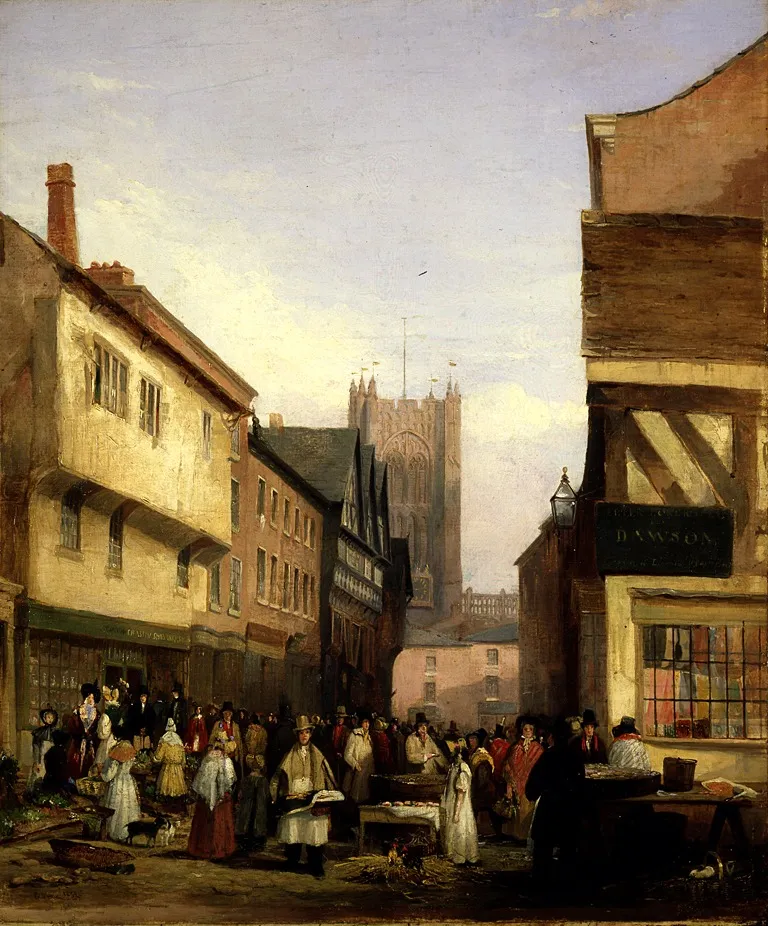 Market Scene, by George Wilfred Anthony, oil, 1832