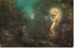 A Landscape with a Couple, and a Spirit with a Lute, by George William Russell, unspecified, 1911