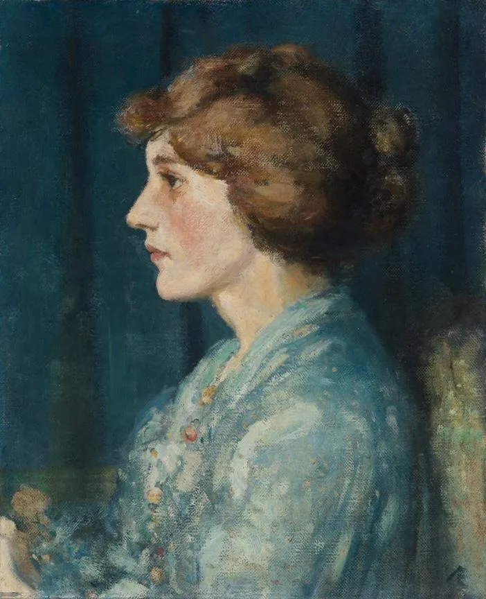 Portrait of Iseult Gonne (Mrs Francis Stuart), by George William Russell, oil, 1911