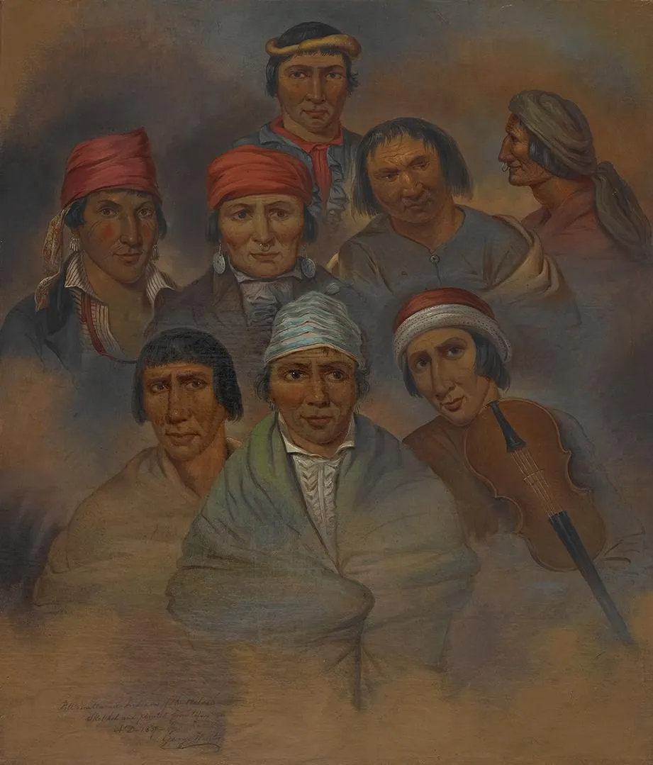 Eight Potawatomi Natives, by George Winter, unspecified, 1837