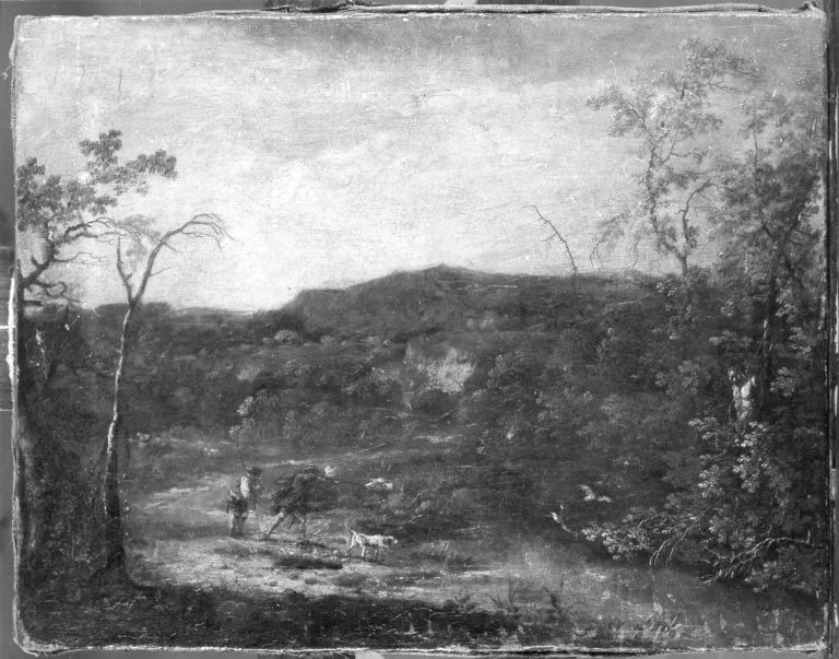 Landschaft mit Jäger, by Georges-Frédéric Meyer, unspecified, 1757