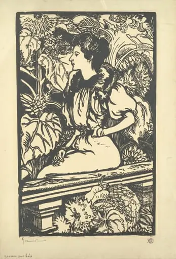 Young Woman Seated in a Garden, by Georges Jeanniot