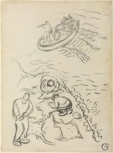 Study for "The Fishermen" with Men Emptying the Nets (Etude pour "Les Pêcheurs" et hommes vidant des raies), by Georges Lacombe