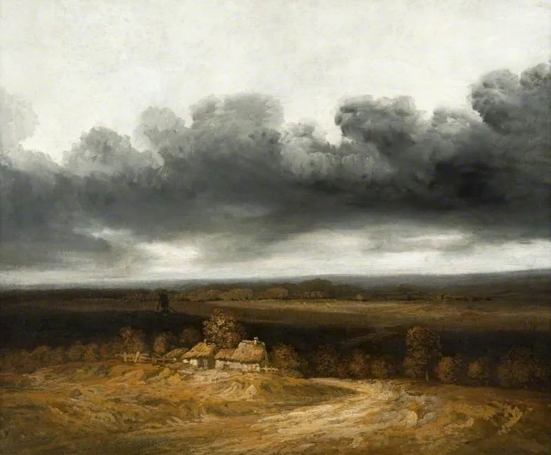 Landscape with Cottages, by Georges Michel, oil, 1813