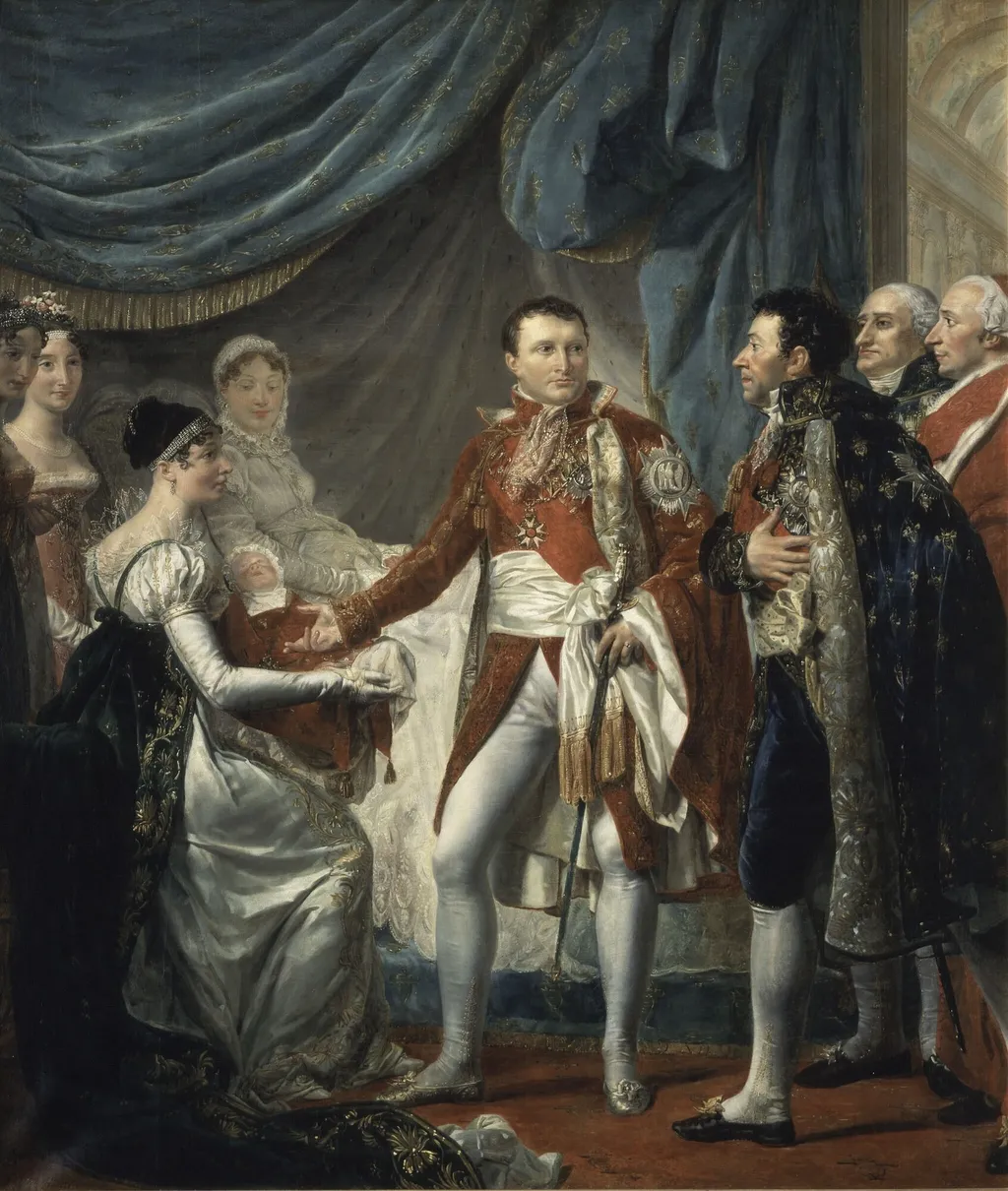 Napoleon I presents the King of Rome to the dignitaries of the Empire, March 20, 1811, by Georges Rouget, oil, 1812