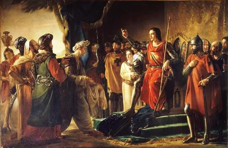 Saint Louis recoit à Ptolemais les envoyes du Vieux de la Montagne, 1251, by Georges Rouget