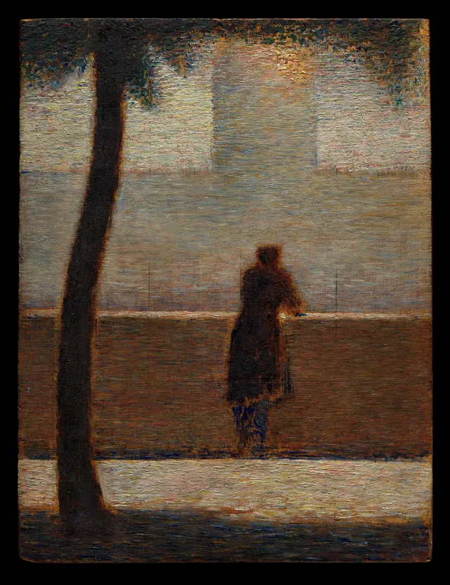 A Man Leaning on a Parapet