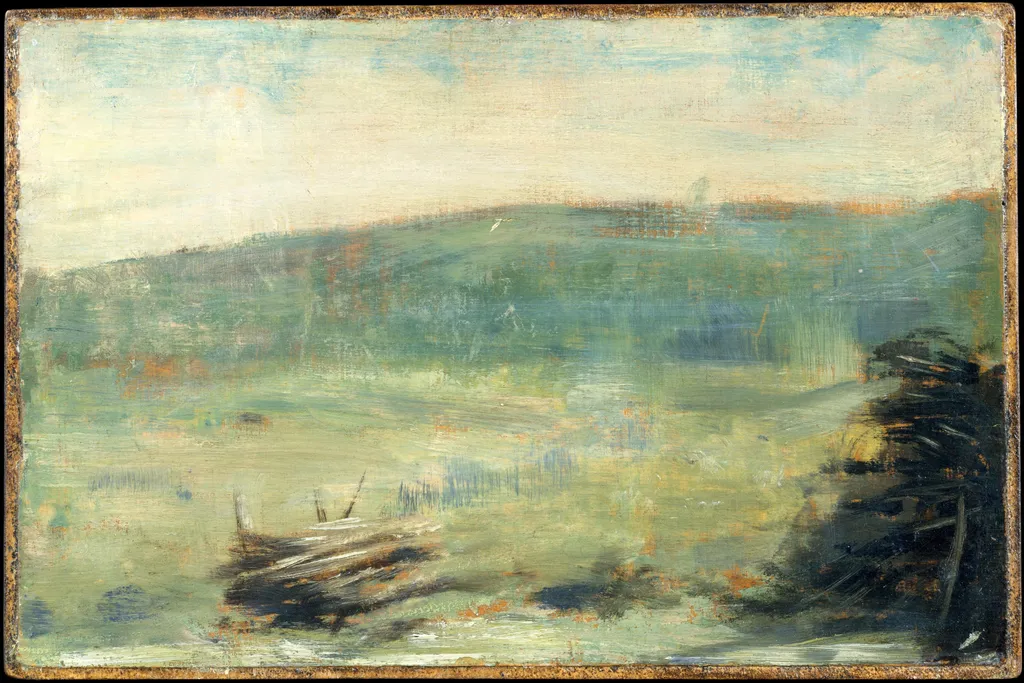 Landscape at Saint-Ouen, by Georges Seurat, oil, 1890