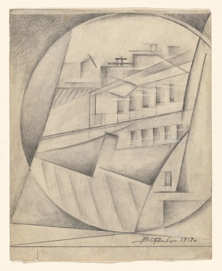 Untitled, by Georgii Stenberg Vladimir Stenberg, graphite, 1917