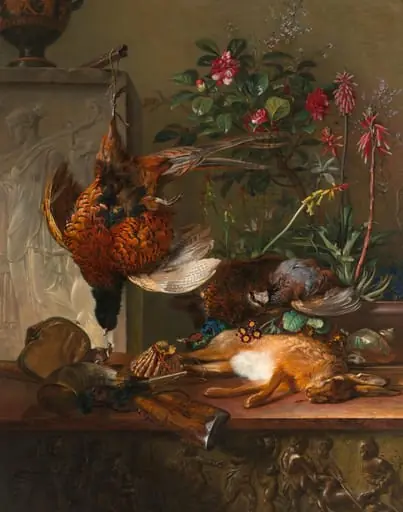 Still Life with Game and a Greek Stele: Allegory of Autumn, by Georgius Jacobus Johannes van Os