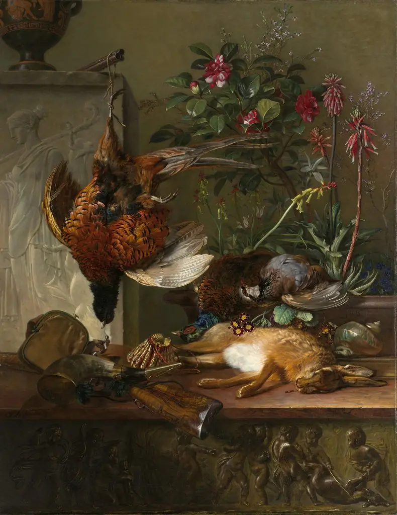 Still Life with Game and a Greek Stele: Allegory of Autumn, by Georgius Jacobus Johannes van Os
