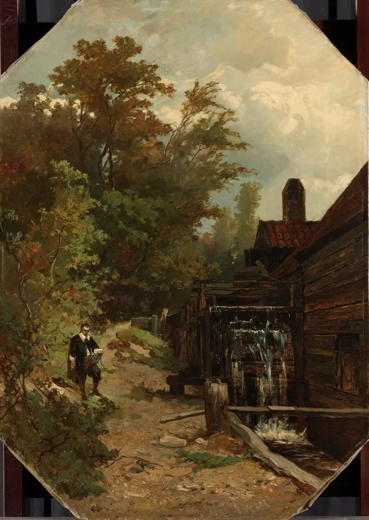 Jacob van Ruisdael Sketching a Watermill, by Gerard Bilders