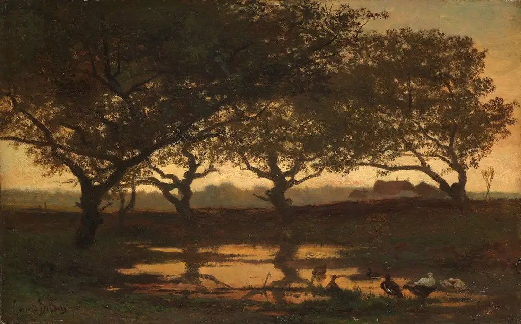 Woodland Pond at Sunset, by Gerard Bilders