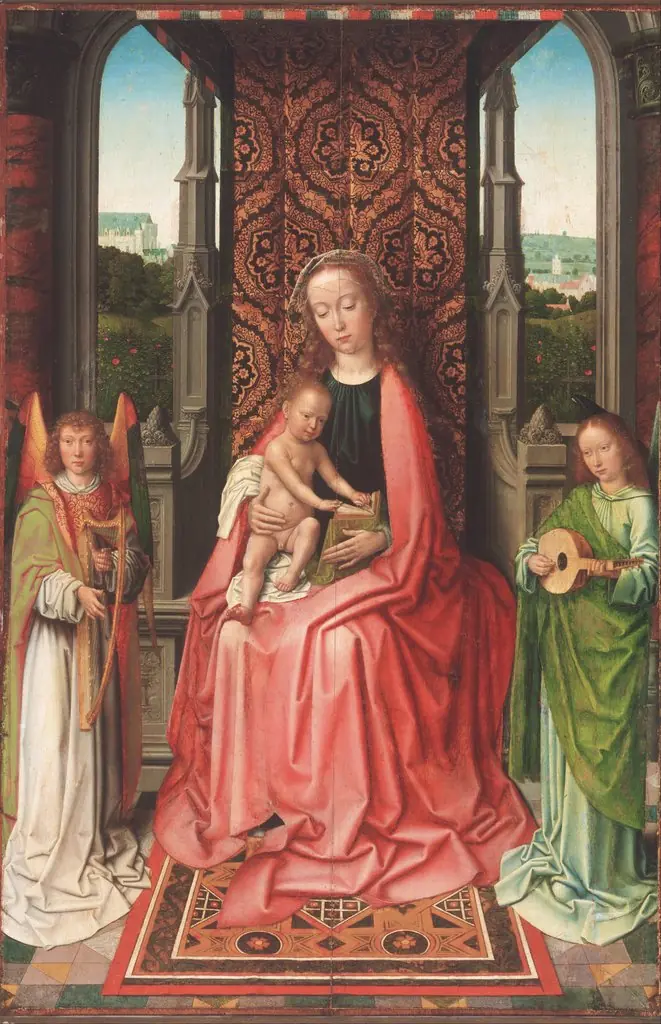 Enthroned Virgin and Child, with Angels, by Gerard David