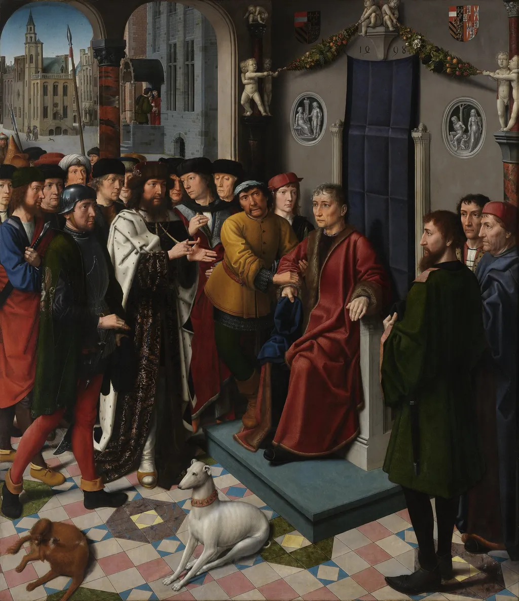 Judgement of Cambyses: The Arrest of Sisamnes, by Gerard David, oil, 1500