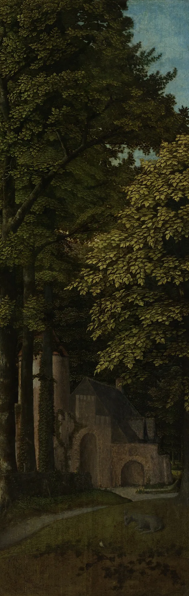 Outer left wing of a triptych with a view in a forest