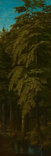 View in a Forest, outer right wing of a triptych, by Gerard David