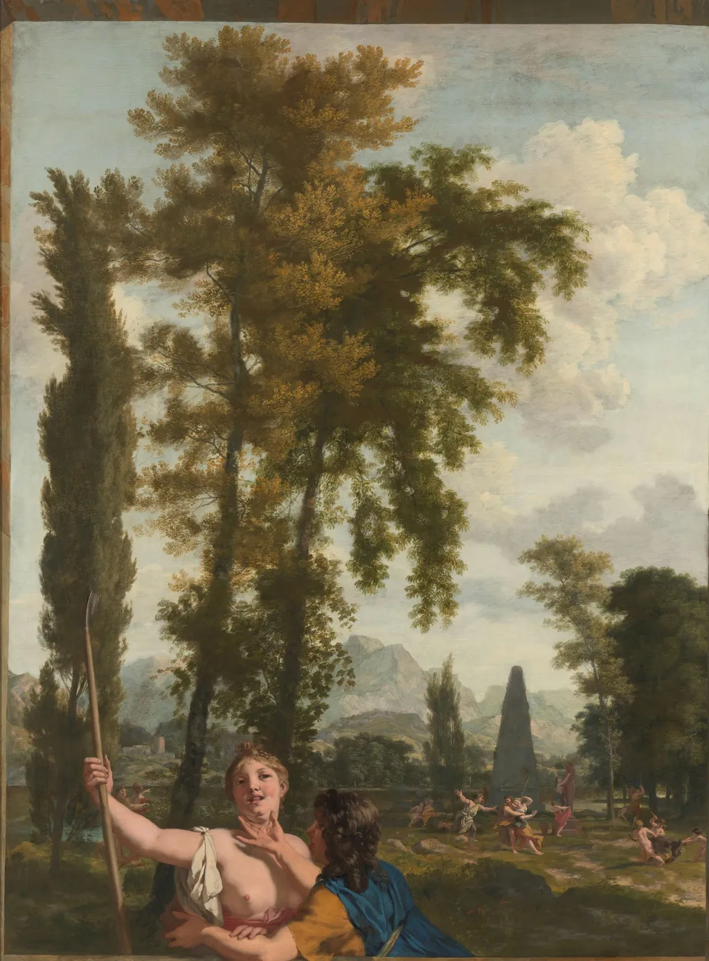 Italian landscape with shepherd and shepherdess, by Gerard de Lairesse, oil, 1694