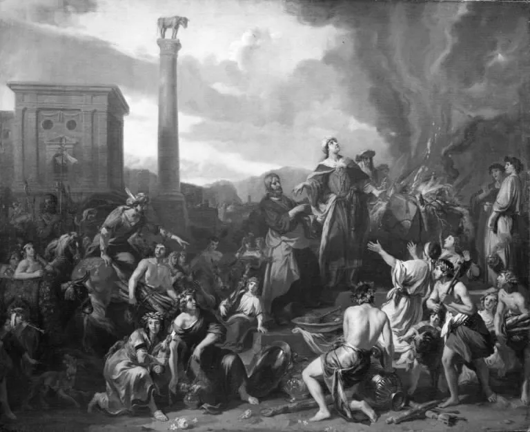 King Jeroboam Making Sacrifice to the Golden Calf (Jeroboam's Sin), by Gerard de Lairesse, oil, 1692