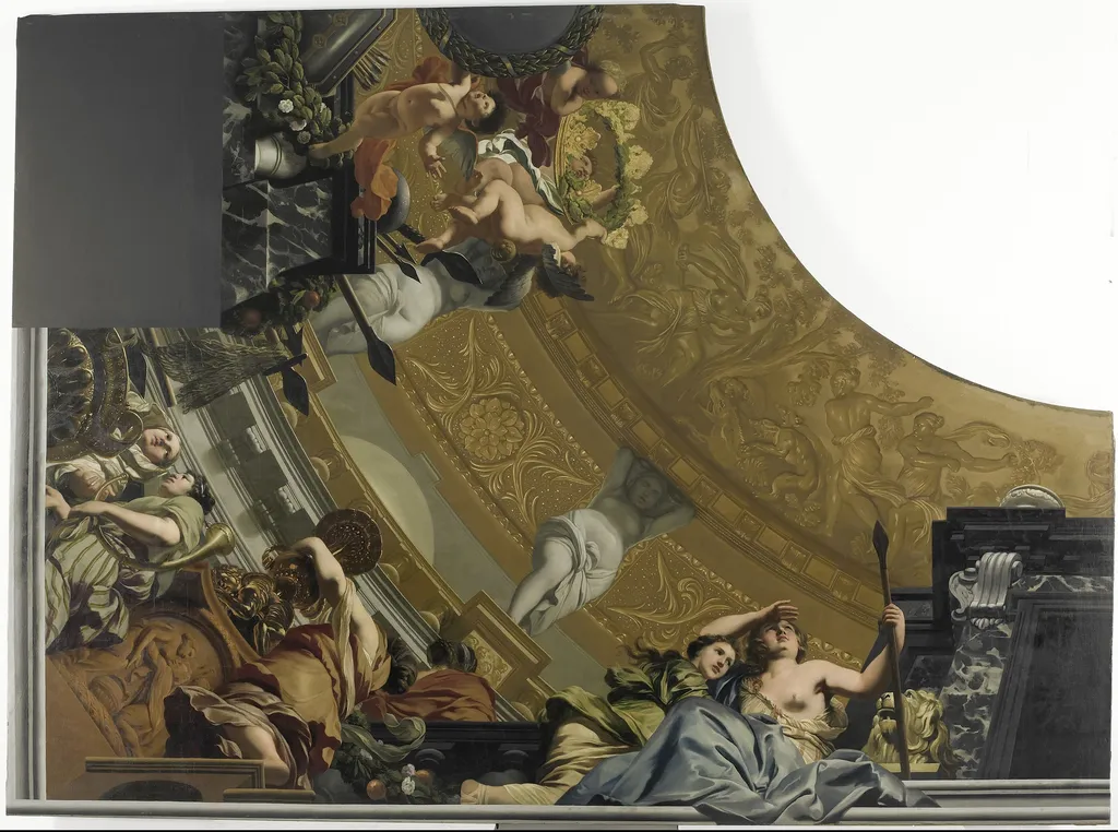 Onderdeel (linksonder) van een plafondschildering met als hoofdvoorstelling Diana en haar gezellinnen, by Gerard de Lairesse, oil, 1690