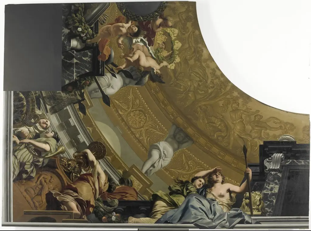 Onderdeel (linksonder) van een plafondschildering met als hoofdvoorstelling Diana en haar gezellinnen, by Gerard de Lairesse