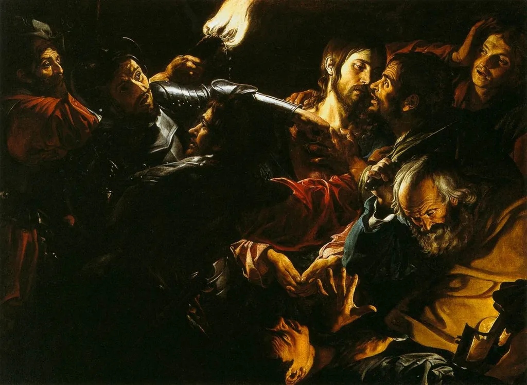 Taking of Christ, by Gérard Douffet, oil, 1620