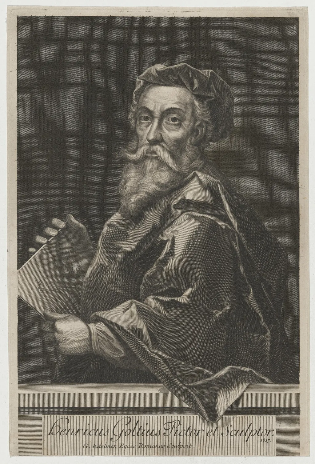 Hendrik Goltzius, Pictor et Sculptor, by Gerard Edelinck, ink, 1617