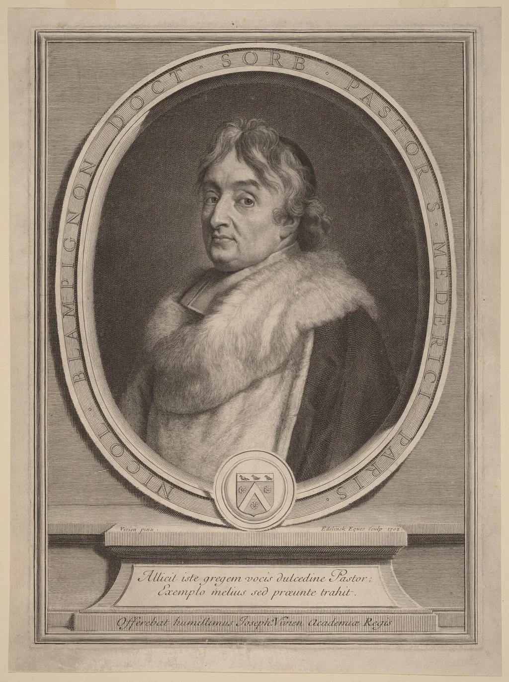 Nicolas de Blampignon, by Gerard Edelinck, ink, 1702