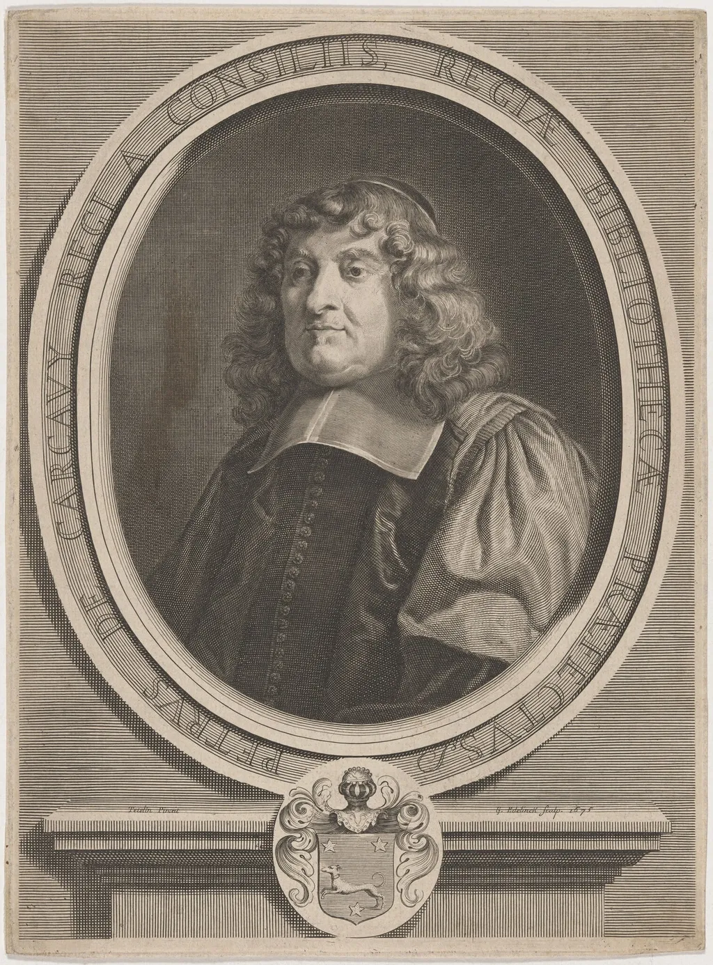 Peter de Carcavy, by Gerard Edelinck, ink, 1675