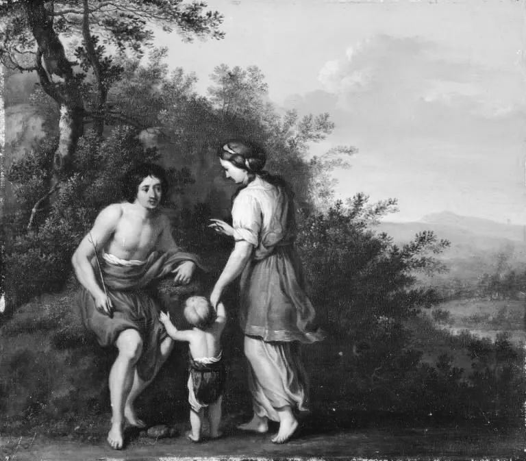 Landscape with Shepherd and Shepherdess, by Gerard Hoet, unspecified, 1700