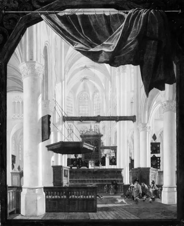 Interior of Sint Gertrudiskerk in Bergen op Zoom, by Gerard Houckgeest