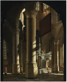 Interior of the Nieuwe Kerk in Delft with the Tomb of William the Silent, by Gerard Houckgeest, unspecified, 1640