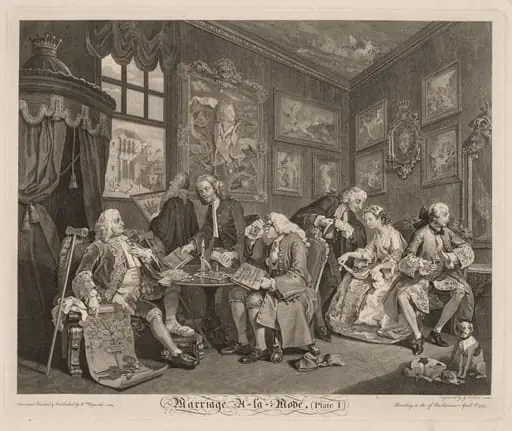 The Marriage Settlement, Plate 1, by Gérard Jean-Baptiste Scotin II