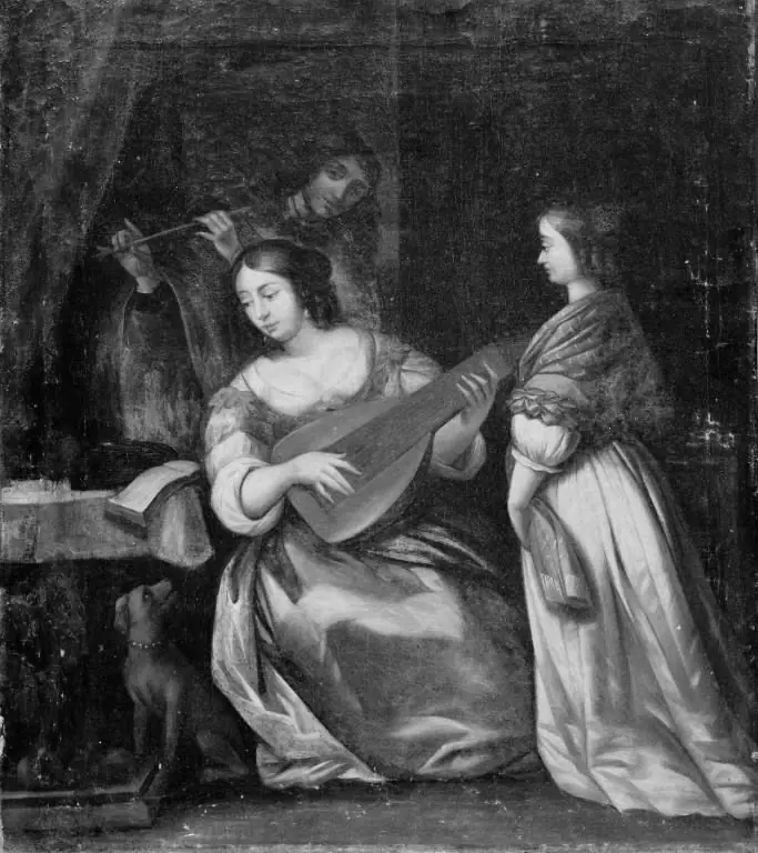 A Female Guitar Player and a Flute Player, by Gerard ter Borch