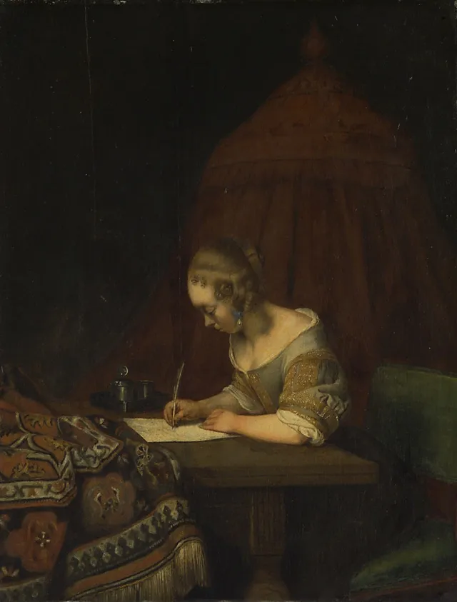 A woman writing a letter