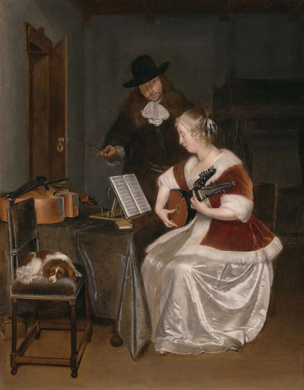The Music Lesson, by Gerard ter Borch, oil, 1670