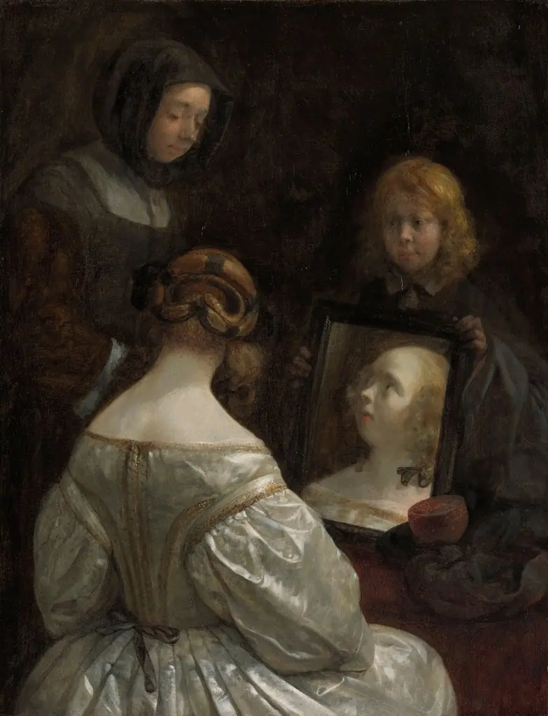 Woman at a Mirror, by Gerard ter Borch