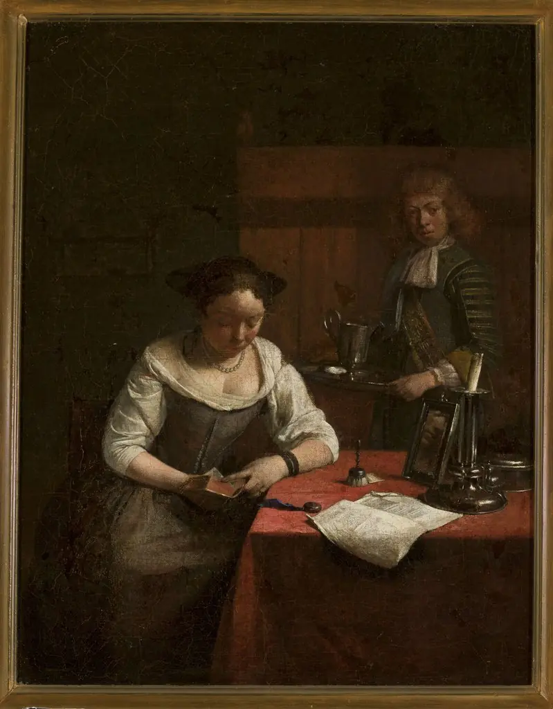 Woman reading a book, by Gerard ter Borch