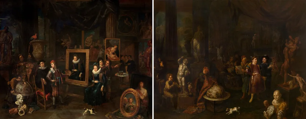 Kunstenaarsateliers, by Gerard Thomas, oil, 1701