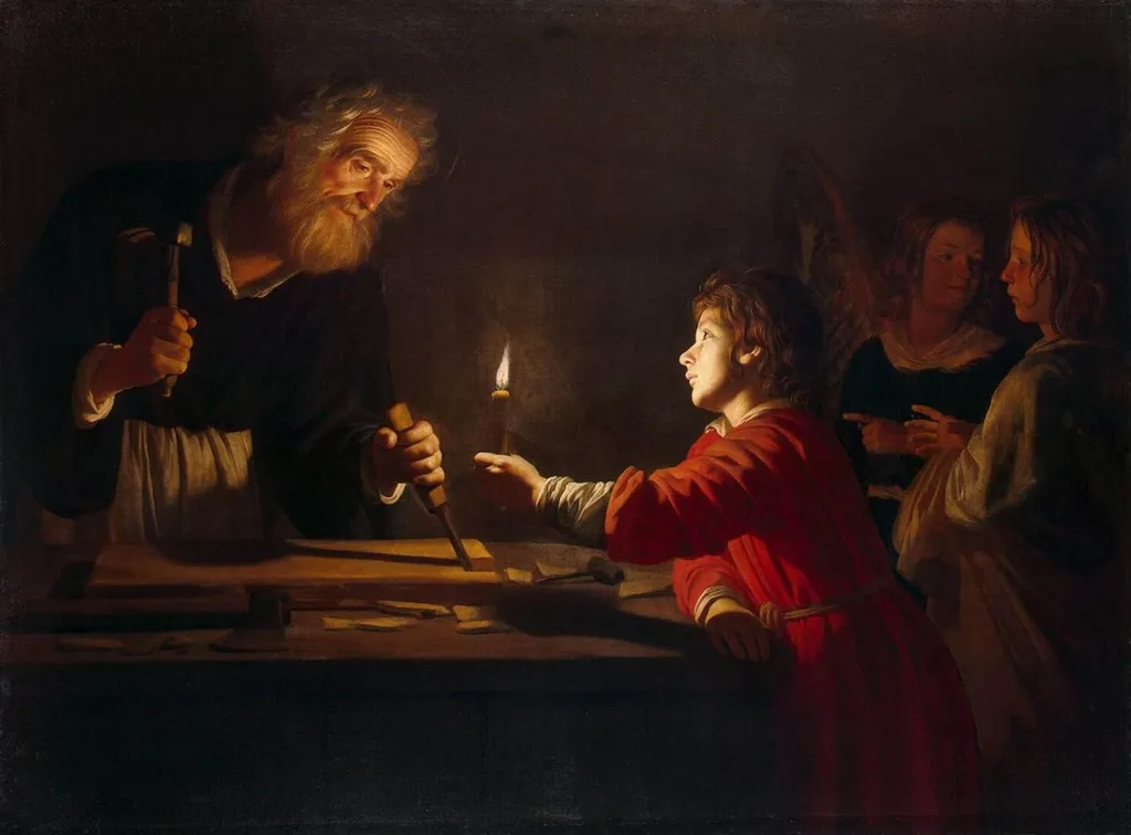 Childhood of Christ, by Gerard van Honthorst, oil, 1620