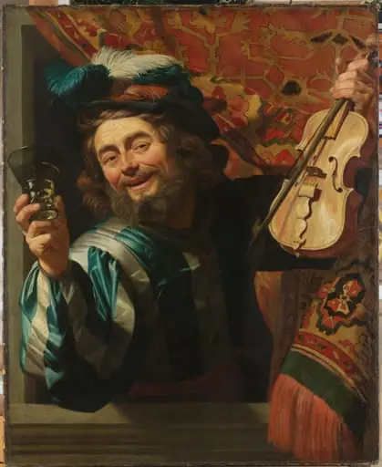 Een vrolijke vioolspeler, by Gerard van Honthorst